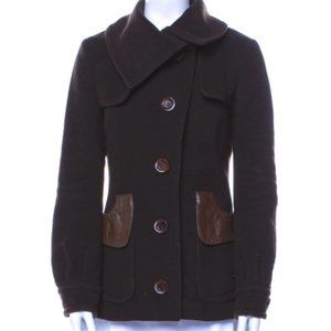 Mackage Wool Cashmere Coat Jacket Peacoat Leather Trim Size S